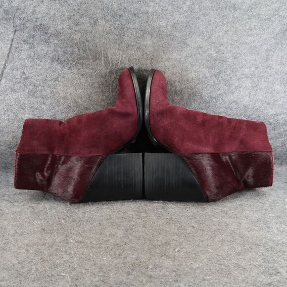 Steve Madden Shoes Womens 7 Booties Leather Cow Hair Fur Tstudio Block Heel Zip - Picture 12 of 16